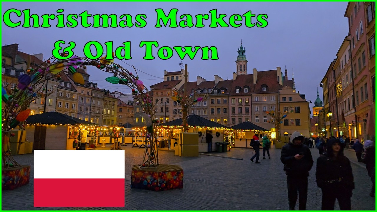 Warsaw Christmas Markets in Old Town | Poland Walking Tour in 4K