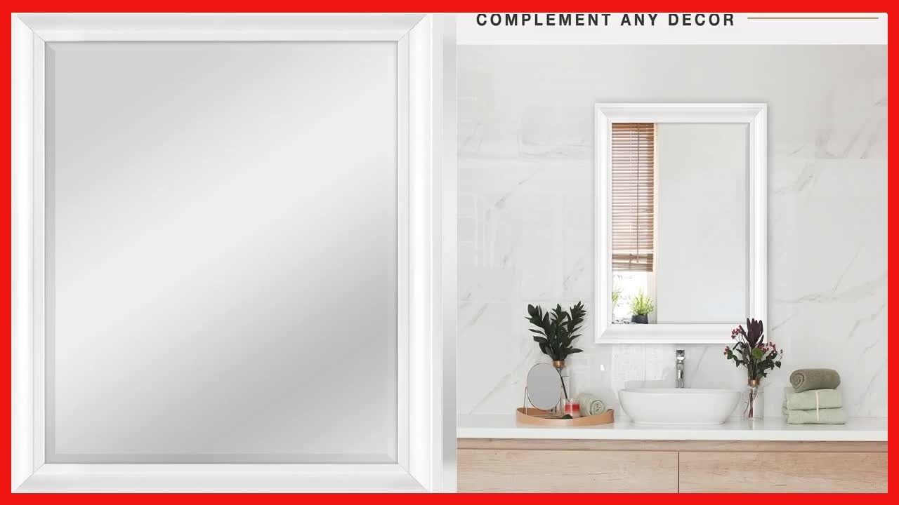 Modern Decorative Wall Mirror with Sleek White Frame &ndash; 26.5x32.5 Inches