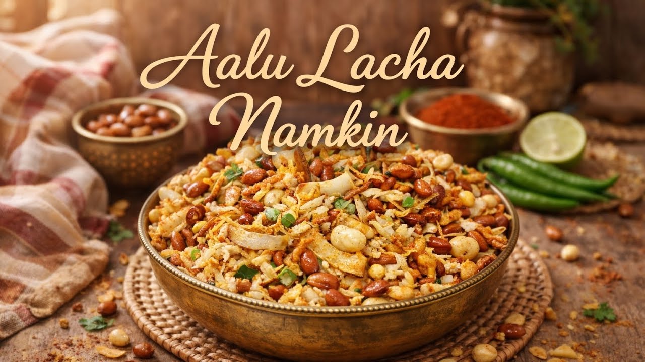 Homemade Aalu Lacha Namkin – crispy, flavorful & perfectly balanced. ✨ #aalulacha #namkeen #chatpata