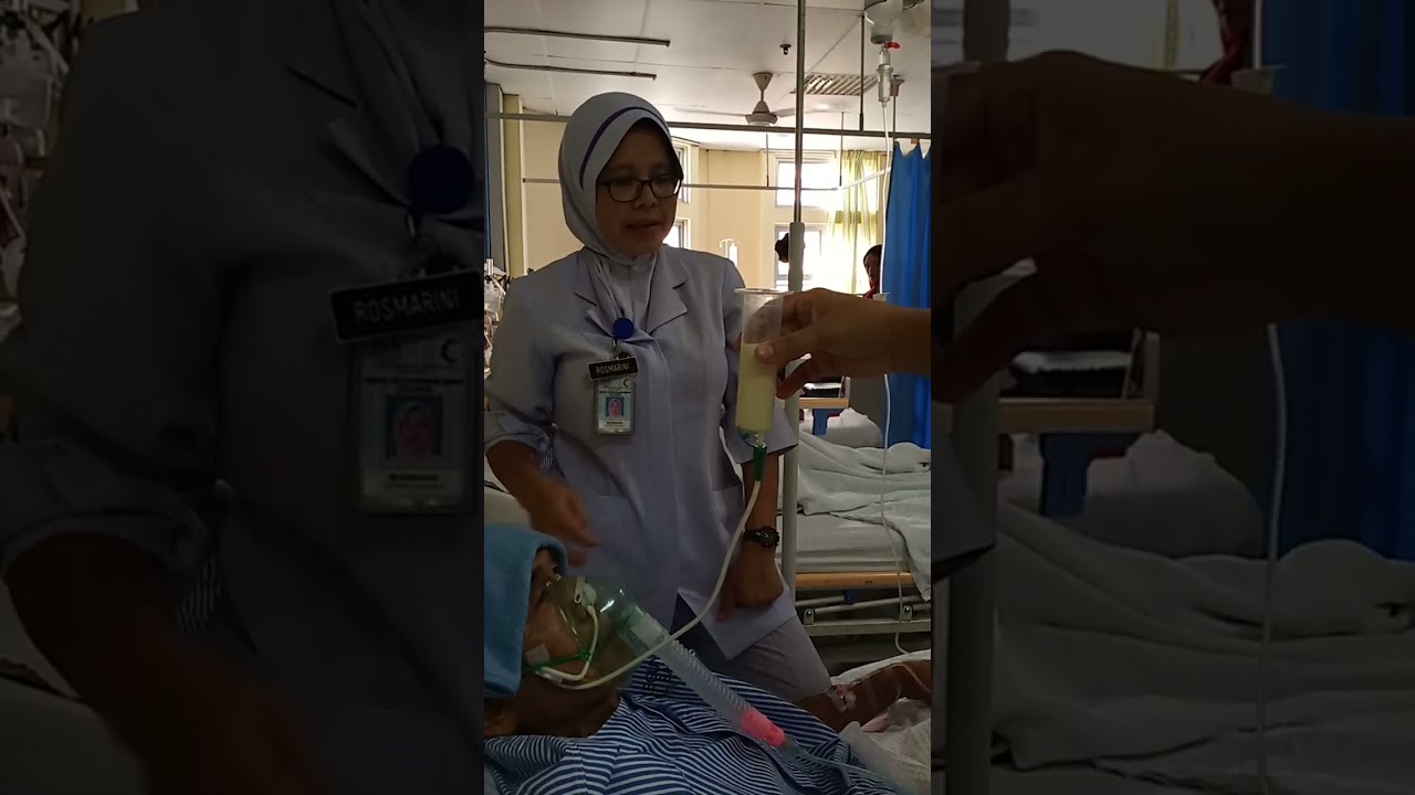 Tube feeding ,ryles tube untuk pesakit tidak boleh makan. Al-Fatihah untuk abah.