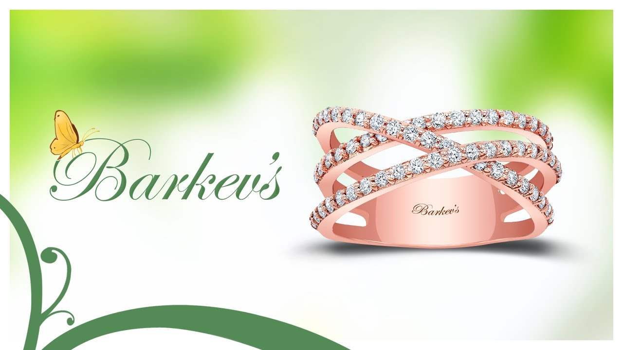Barkev's Rose Gold Criss Cross Wedding Band 8186WP