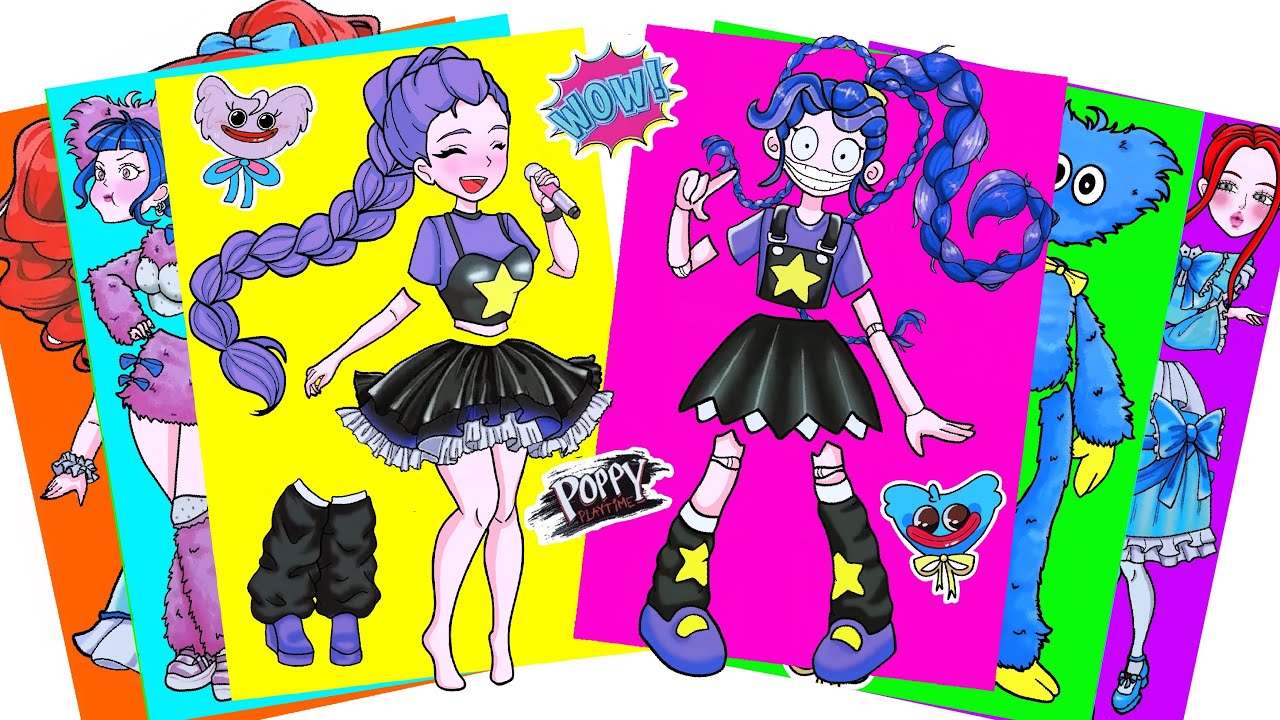 Poppy Playtime 5 x HUNTRIX VERSION - Lily X Huggy Wuggy X Poppy | Sticker Book - Paper DIY 