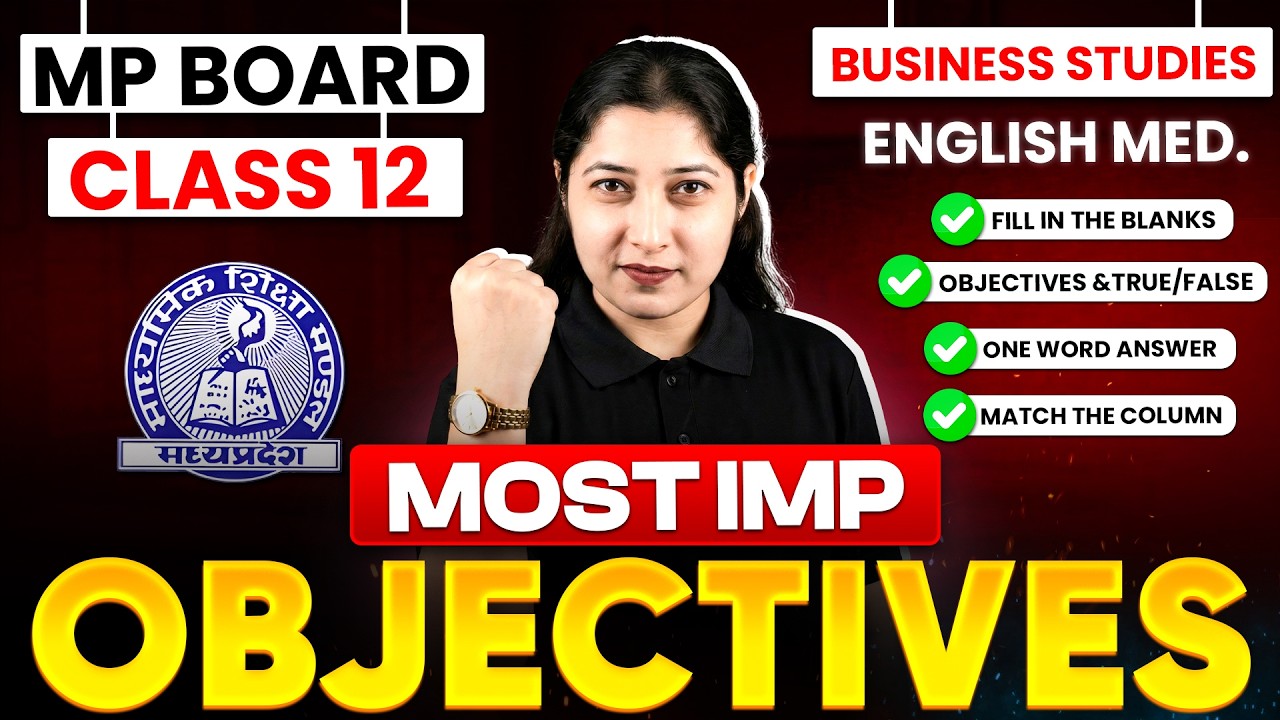MP Board Class 12 Business Studies Important Objective 2026 | Imp Mcq Live Class