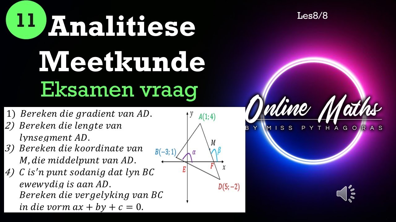 Analitiese Meetkunde Graad11: L8 Eksamen Vrae 2 | Wiskunde |