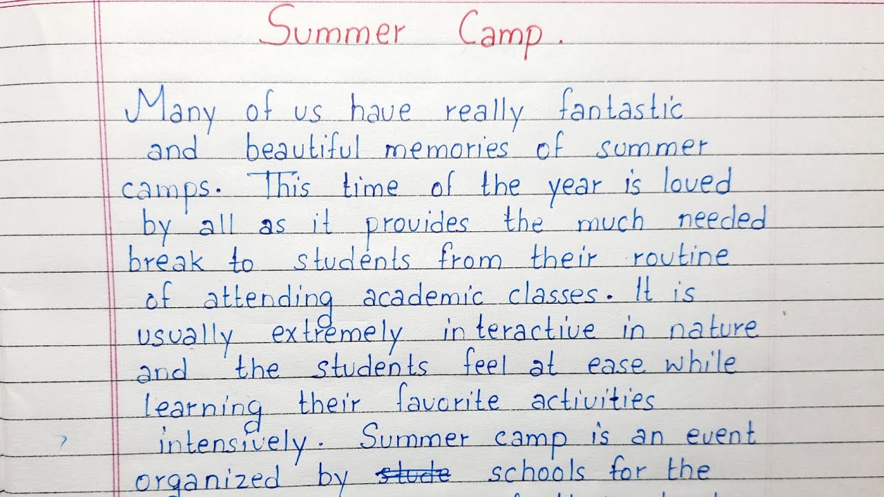 Write an essay on Summer Camp | Essay Writing | English