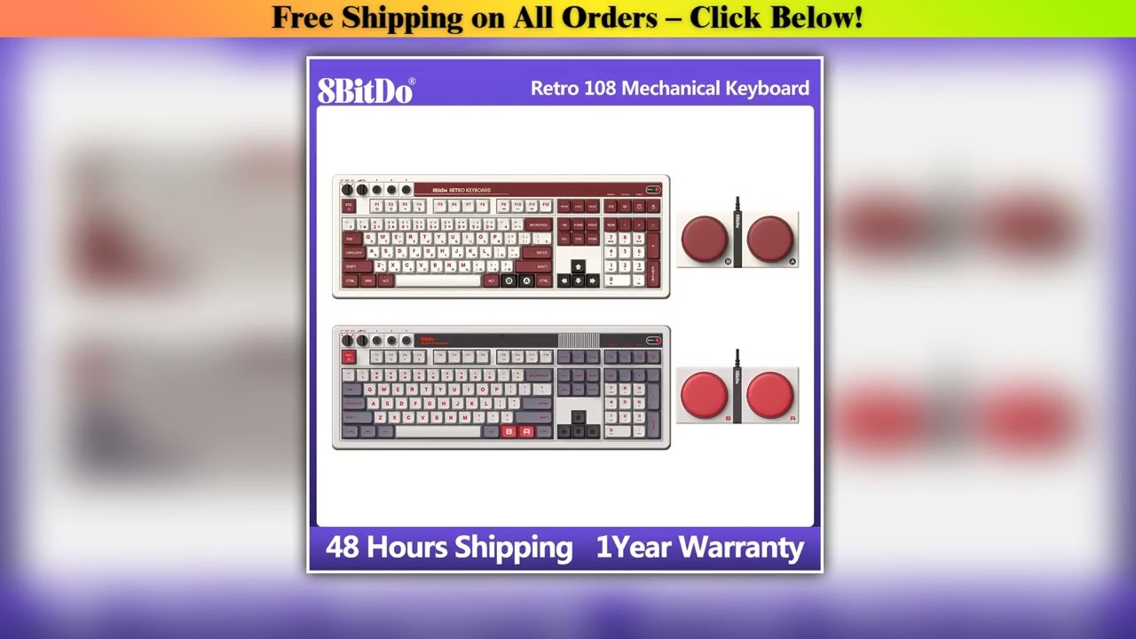 8BitDo Retro 108 Mechanical KeyboardBluetooth / 2.4G / USB-C Hot Swappable Wireless Gaming