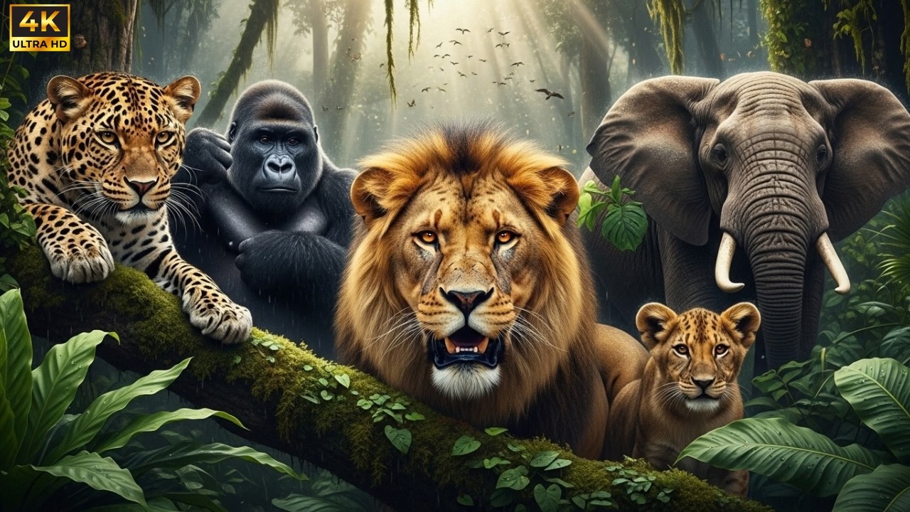 African Wildlife 4K – Lions, Gorillas, Elephants & Leopards | Relaxing Jungle Wildlife