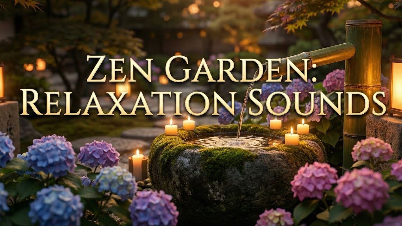Golden Sunset in Zen Garden ✨ | Relaxing Water Sounds for Stress Relief