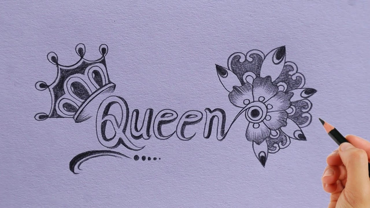 how to make beautiful Queen 👑 drawing | simple drawing of Queen name