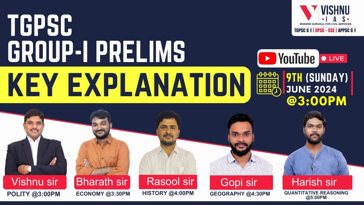 TSPSC Group 1 Prelims Examination Key Explanation by Vishnu IAS Academy #tspscgroup1 #tgpsc