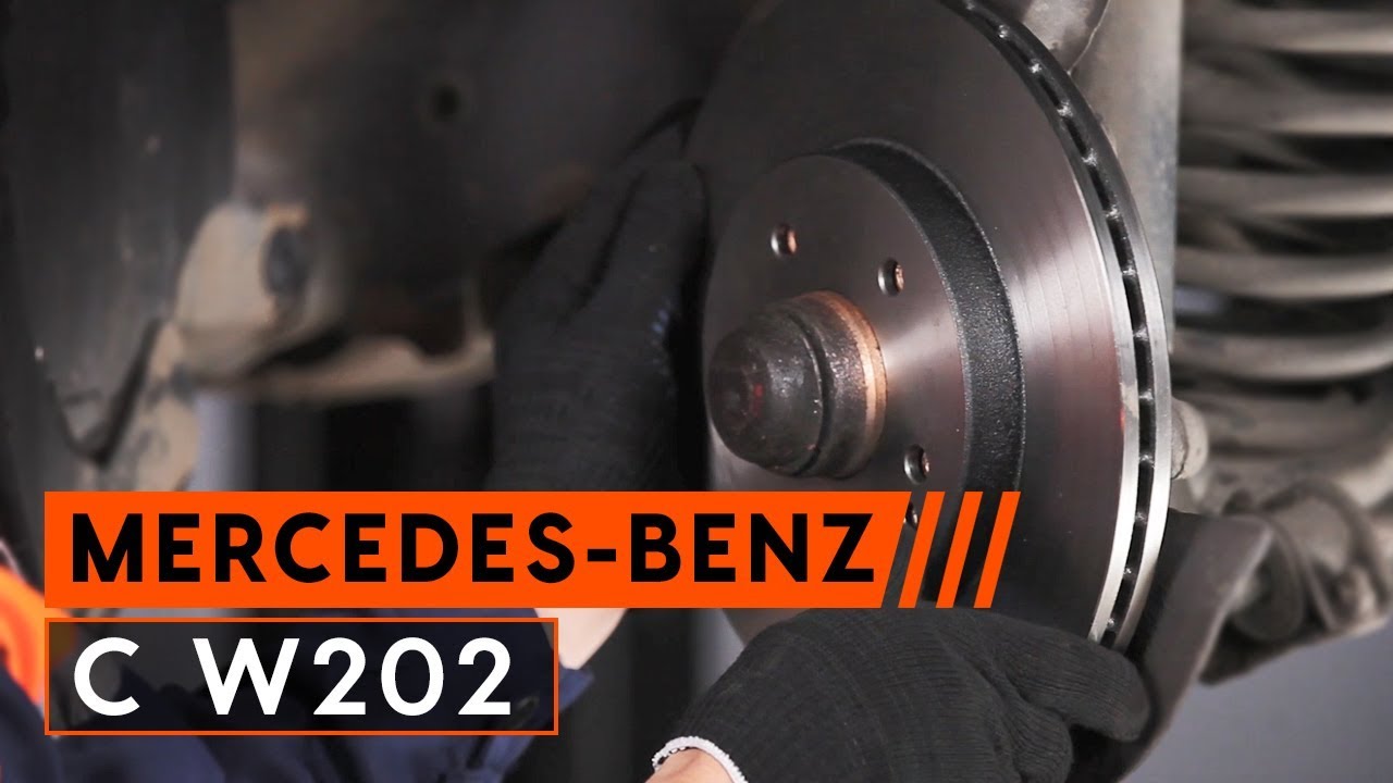 How to change brake discs and brake pads on MERCEDES W202 [TUTORIAL AUTODOC]