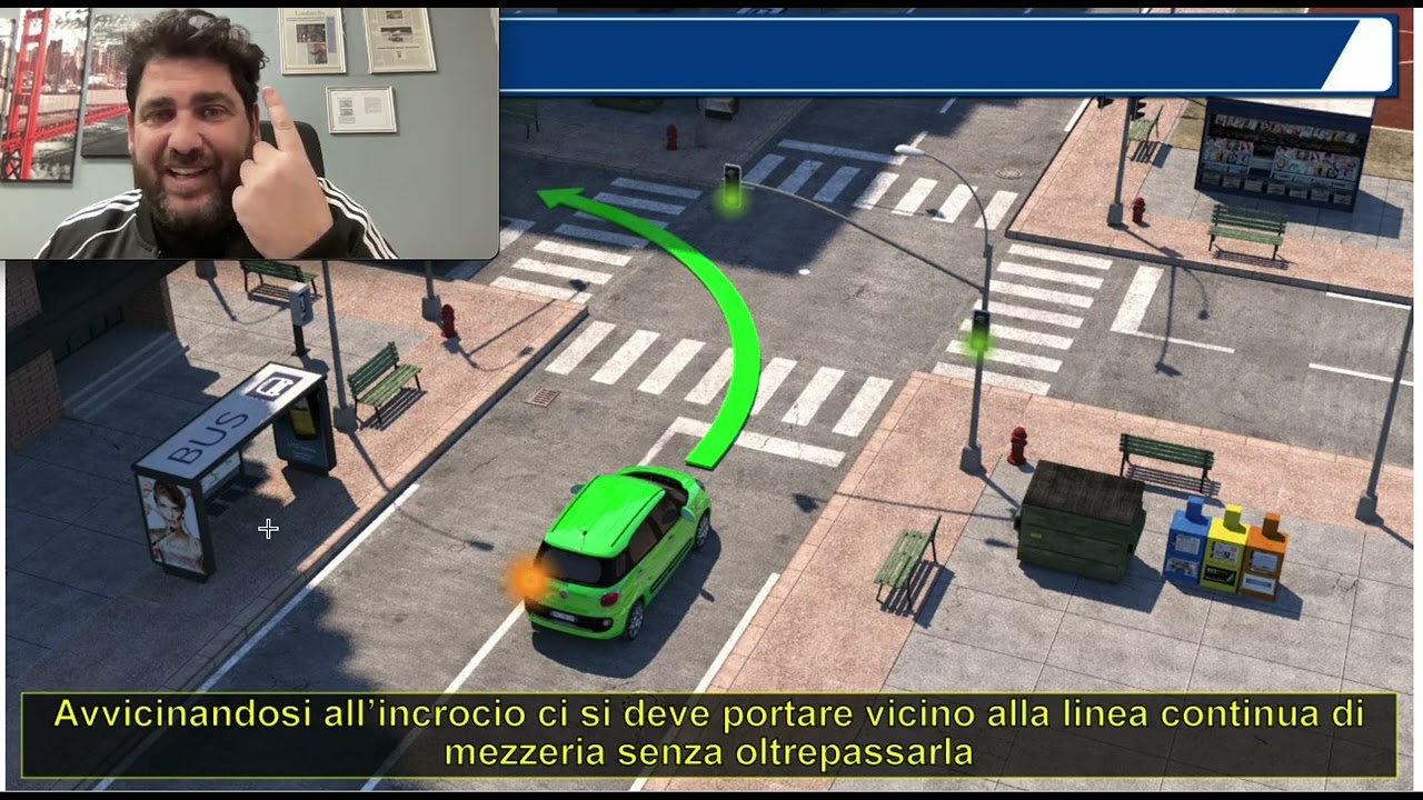 Svolta a sinistra in un incrocio con segnale di rotatoria