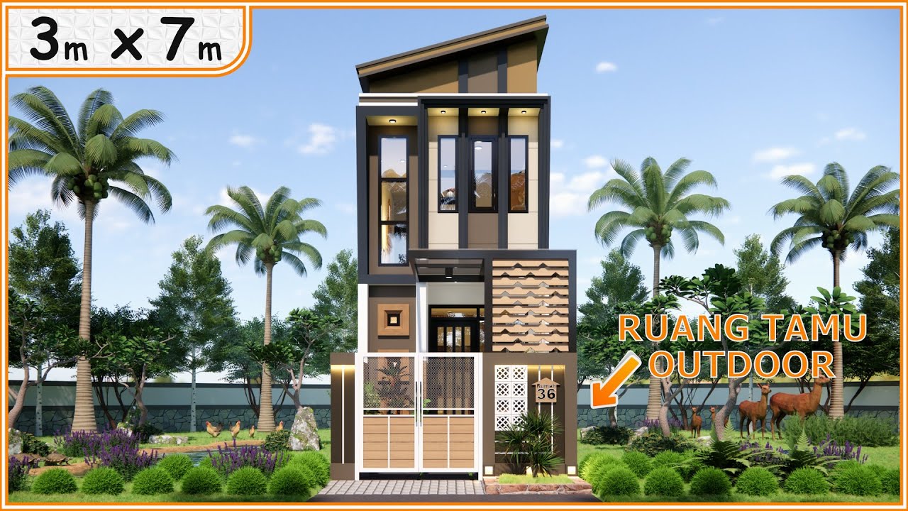 Tiny House 3x7 Meter | 3 Kamar Tidur | Ruang Tamu Outdoor