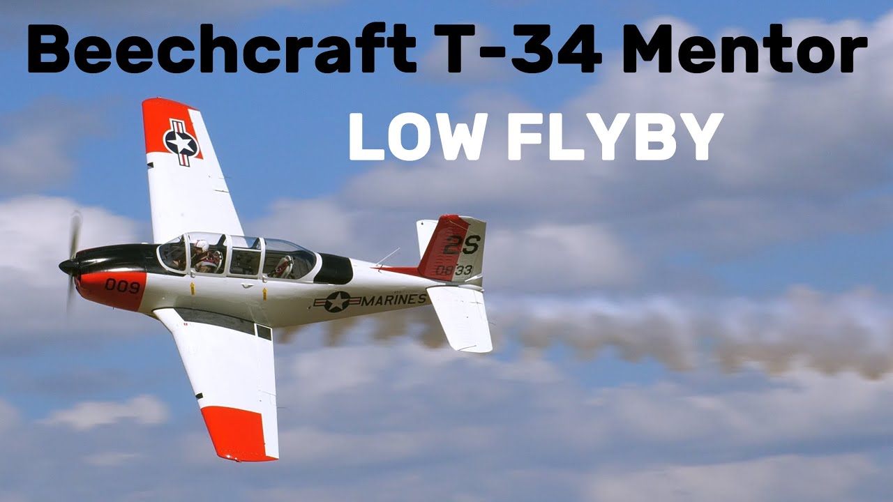 Beechcraft T-34 Mentor | LOW FLYBY and WALK AROUND | 4K | Czech Heaven 2024