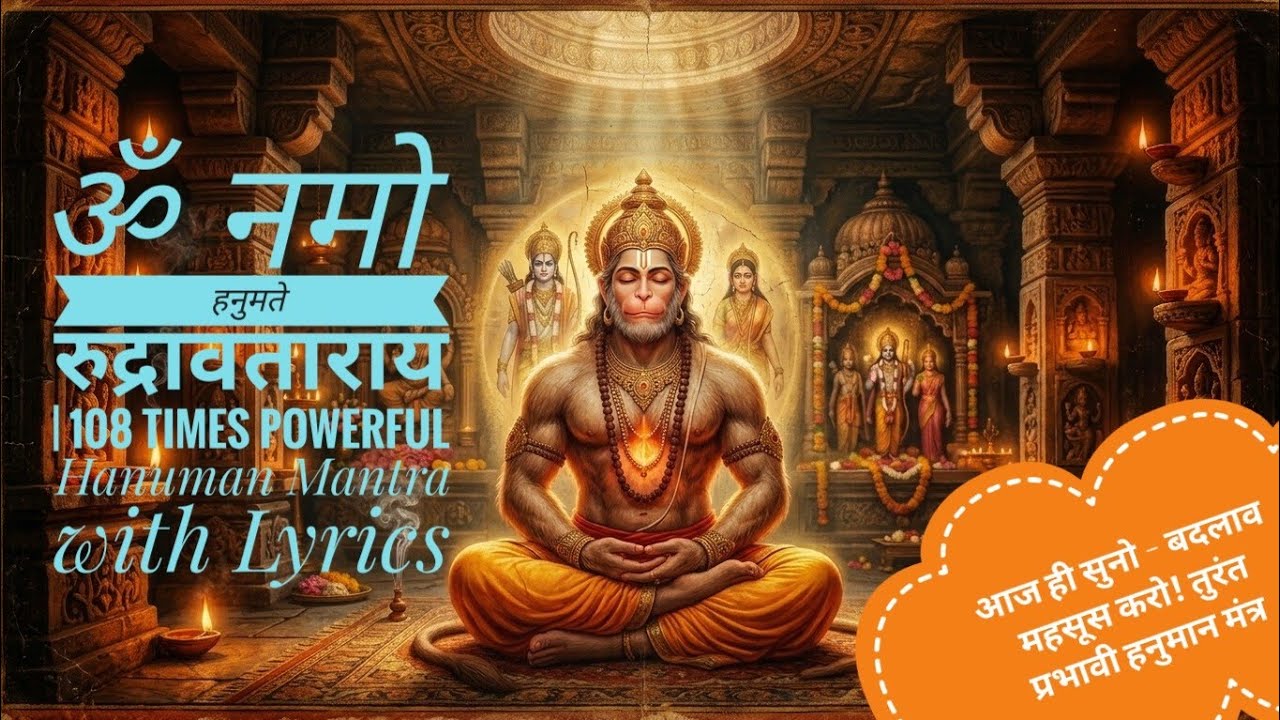 ॐ नमो हनुमते रुद्रावताराय | 108 Times Powerful Hanuman Mantra | Protection, Health & Victory