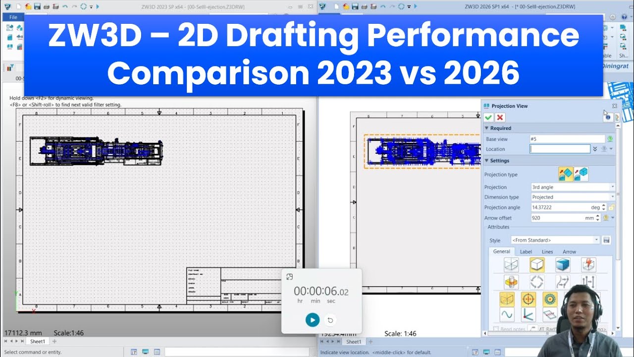 ZW3D - 2D Drafting Performance Comparison 2023 vs 2026
