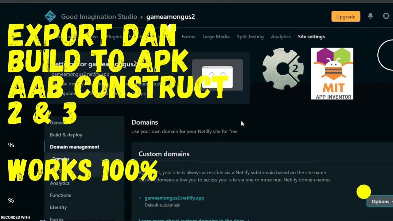 Export dan Build to Apk Aab Construct 2 & 3 dengan Netlify dan Mit App Inventor 2