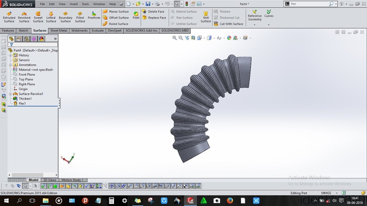 How to design a Flexible pipe in solidworks