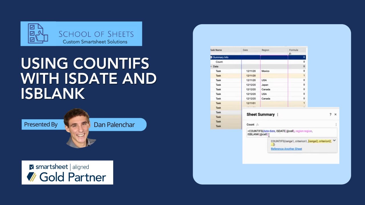 Using COUNTIFS with ISDATE and ISBLANK in Smartsheet | Smartsheet Tutorial