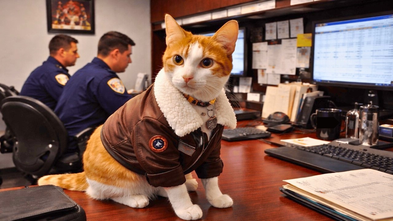Diese Polizeikatze behält jeden Beamten täglich im Blick