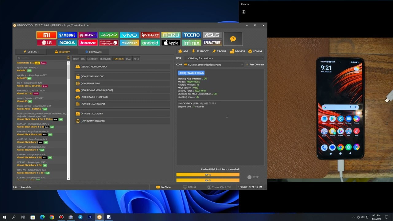 Enable Diag Xiaomi Qualcomm Android 11, 12    No Root via Adb Read Write QCN With UnlockTool