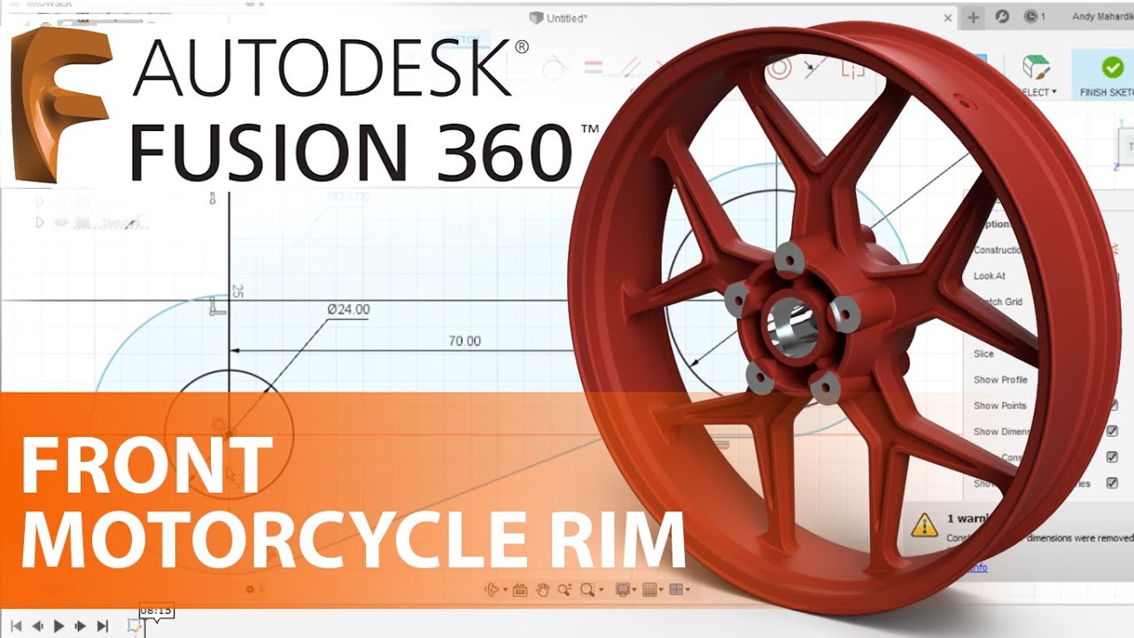 Fusion 360 : Make Motorcycle Rim/wheel (Front)