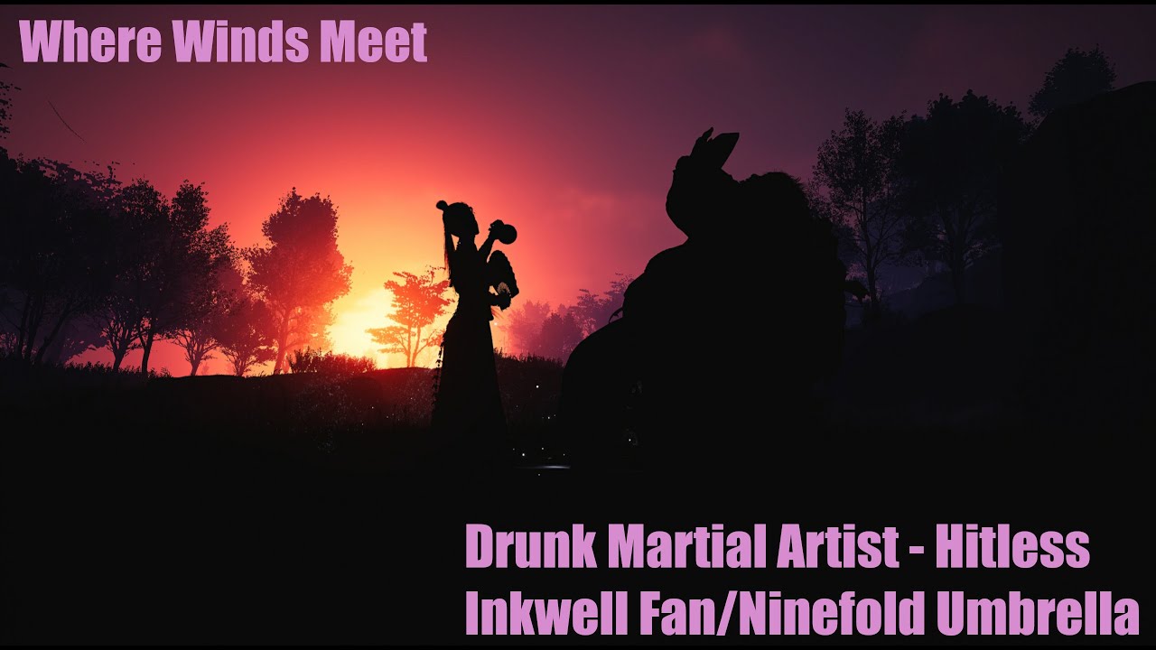 Where Winds Meet - Drunk Martial Artist Trial Hitless - Inkwell Fan + Ninefold Umbrella