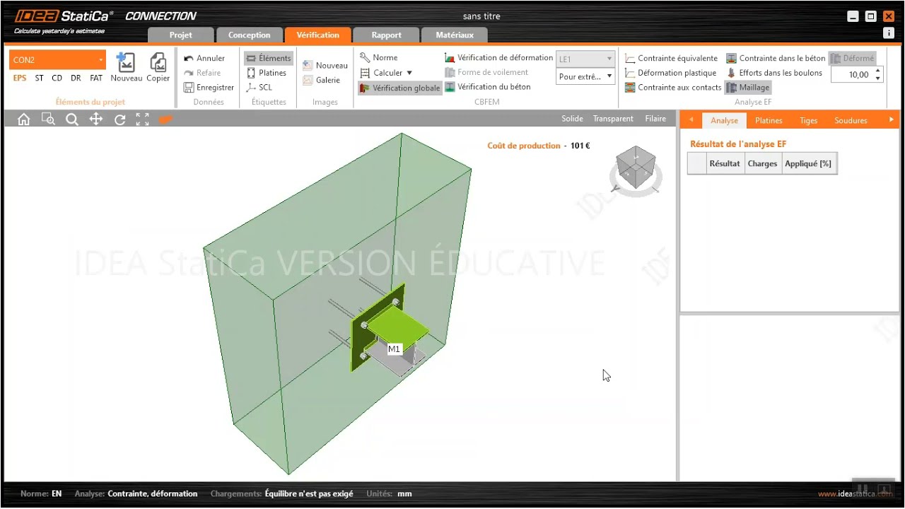 TUT0-IDEA STATICA 2021: ETUDE  DE L'ASSEMBLAGE D'UNE POUTRE CONSOLE