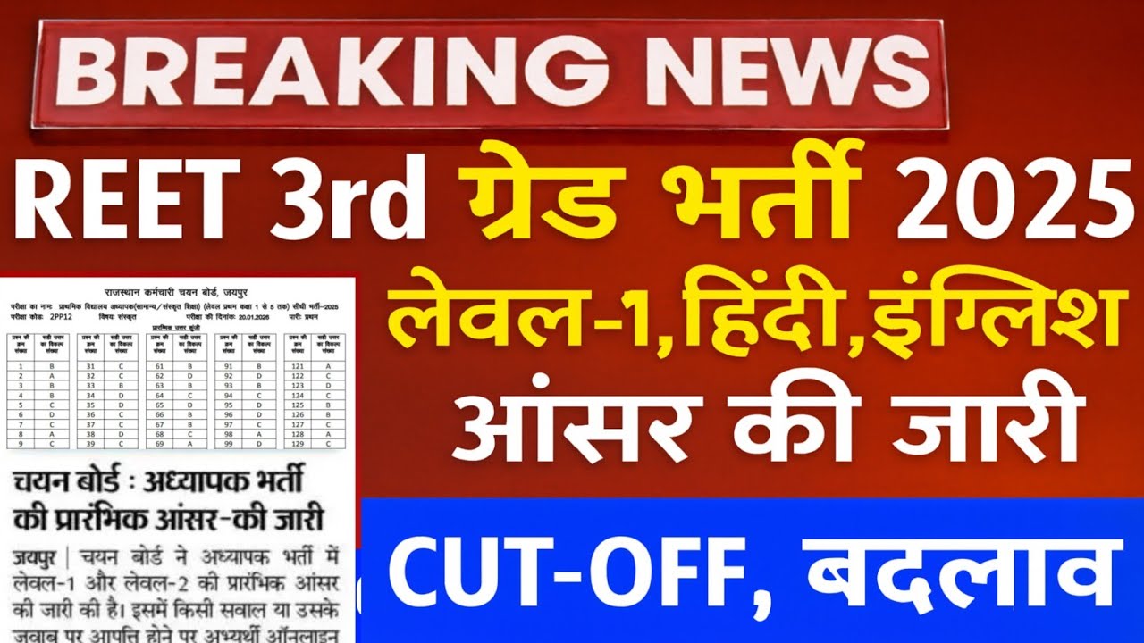  Reet 3rd grade Answerkey 2026/Reet mains result 2026/Reet Mains CUT-OFF/Reet 3rd grade Latest news 