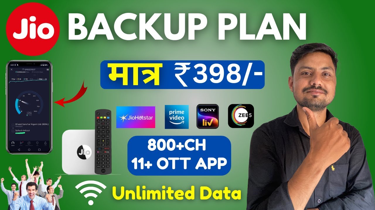 Jio Fiber Backup Plan 398/- Details Installation & Charges | 12 Ott & 800+Tv Ch | After New Update