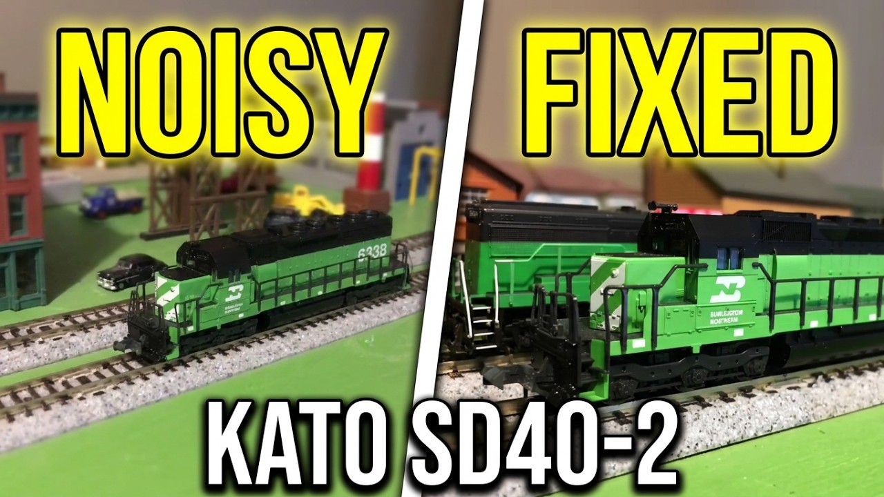 Ремонт шумного двигателя в масштабе N с помощью Kato SD40-2 Burlington Northern