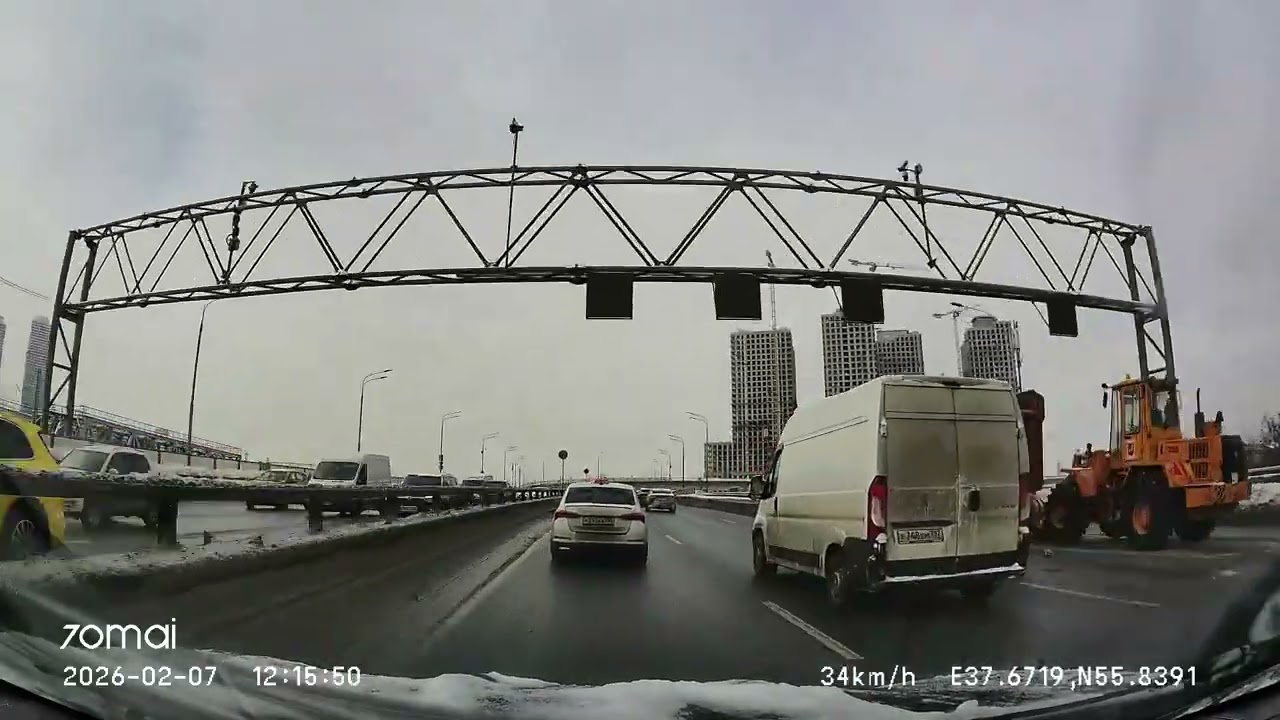Driving in Moscow agglomeration: Текстильщики - Химки 07/02/2026 (timelapse 4x)