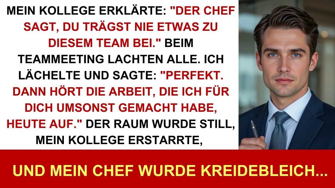 Mein Kollege erklärte： „Chefin sagt, du trägst nie bei“ im Teammeeting—alle lachten, also ich…