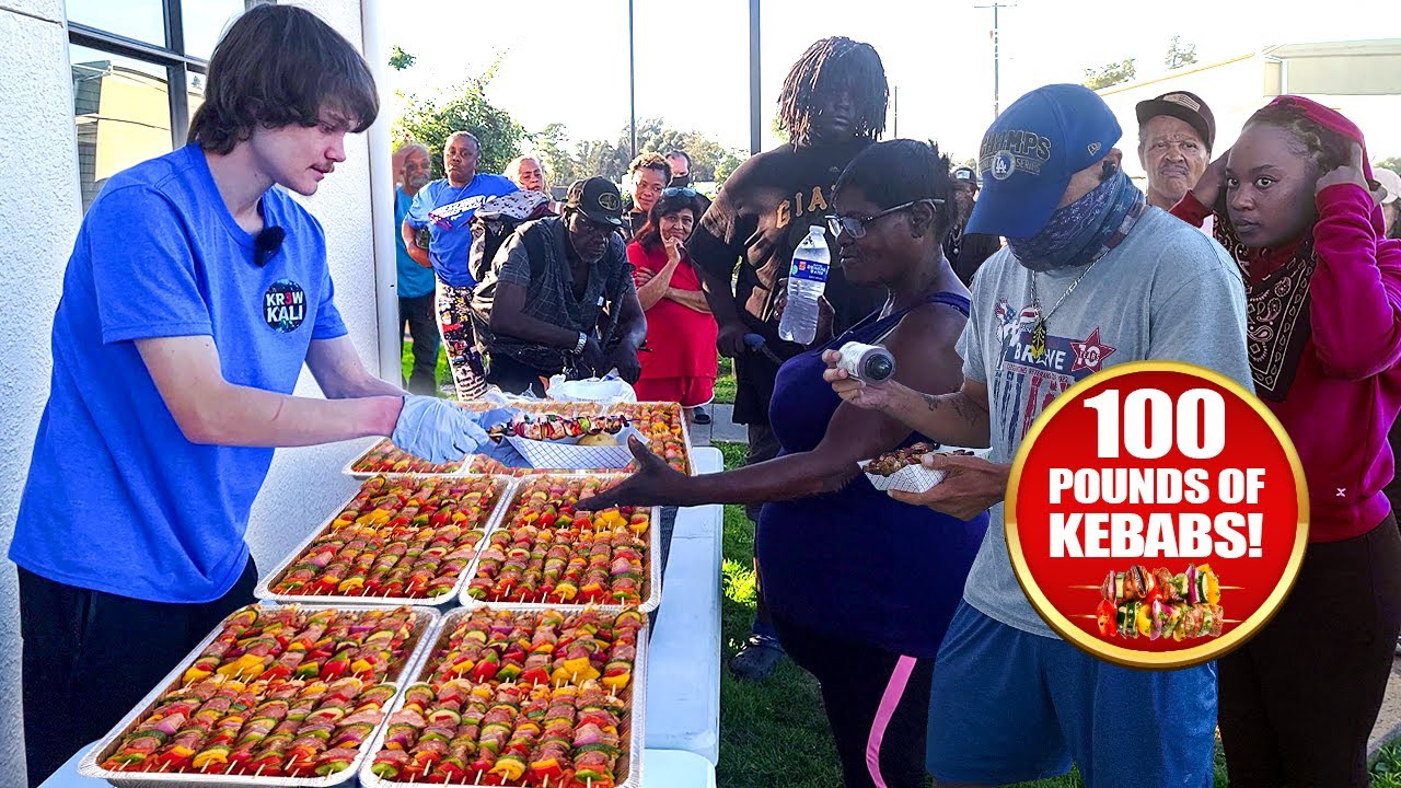 Cooking 100 Pounds Of Kebabs For The Homeless!