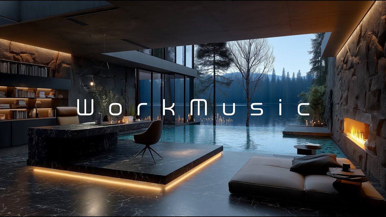 Deep Focus Music | Luxury Lakeside Workspace for Coding, Study & Night Productivity