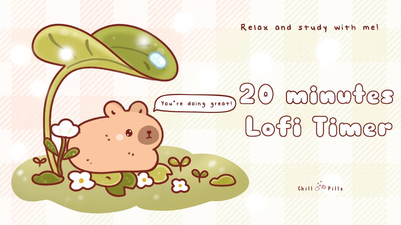 20 minutes - Relax & study with me Lofi | Comfy Capy #timer #20minutetimer #lofi #relaxing #calm