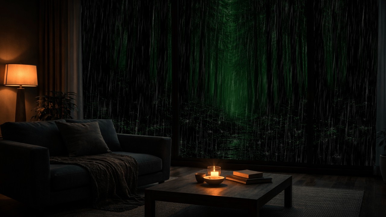 Rain Sounds in Cozy Living Room 🌧️ 8 Hours | Deep Sleep & Relaxing Ambience