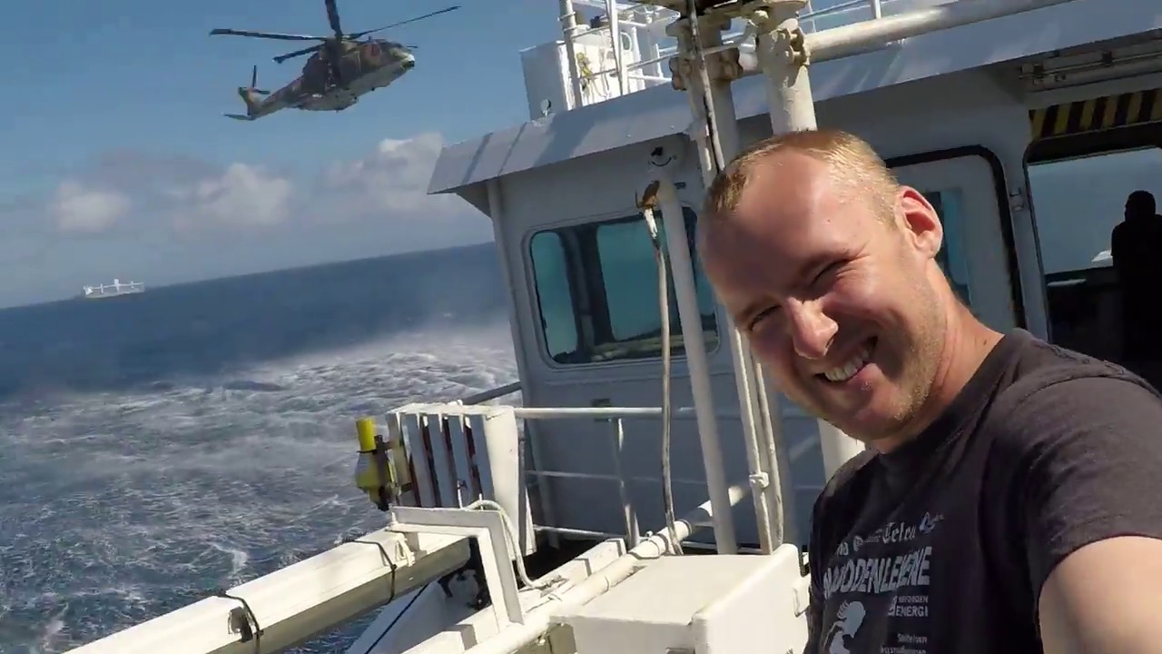 General cargo ship Right Step Atlantic Ocean Helicopter operation