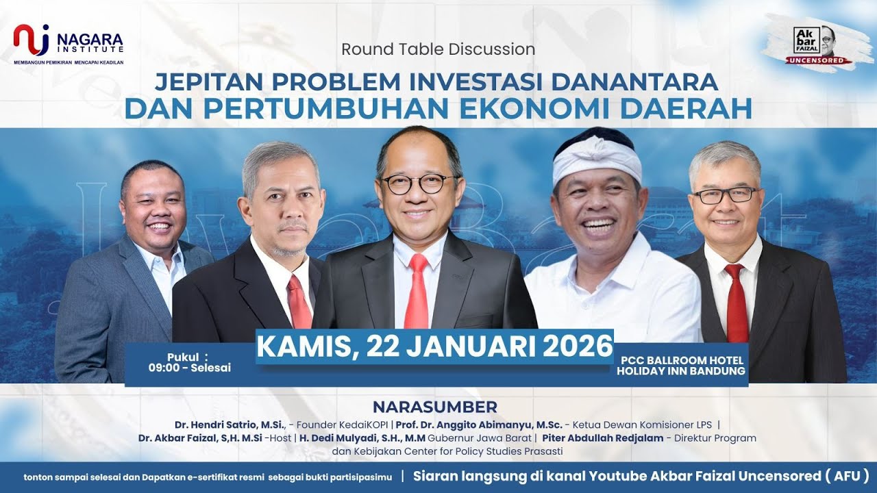 🔴LIVE | ROUND TABLE DISCUSSION: JEPITAN PROBLEM INVESTASI DANANTARA DAN PERTUMBUHAN EKONOMI DAERAH