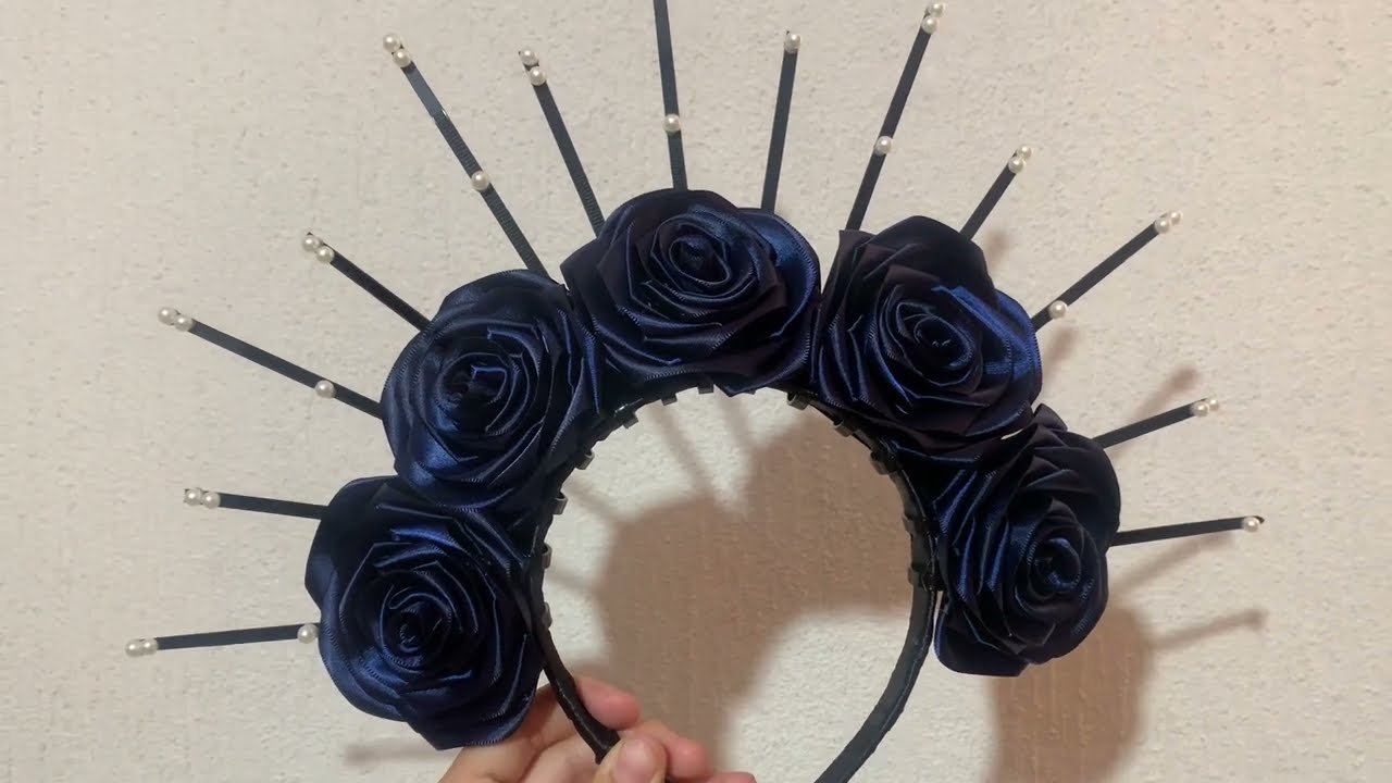 Tutorial Diadema de Catrina con Rosas Eternas Liston-Catrina headband tutorial with eternal roses🌹💀💀