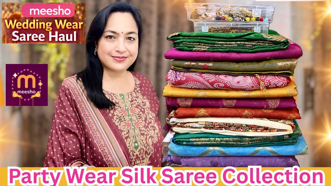 💁‍♀️Meesho Beautiful Wedding wear Saree Haul Starting Rs.574🌺#silksaree #meeshofinds  #meeshosaree