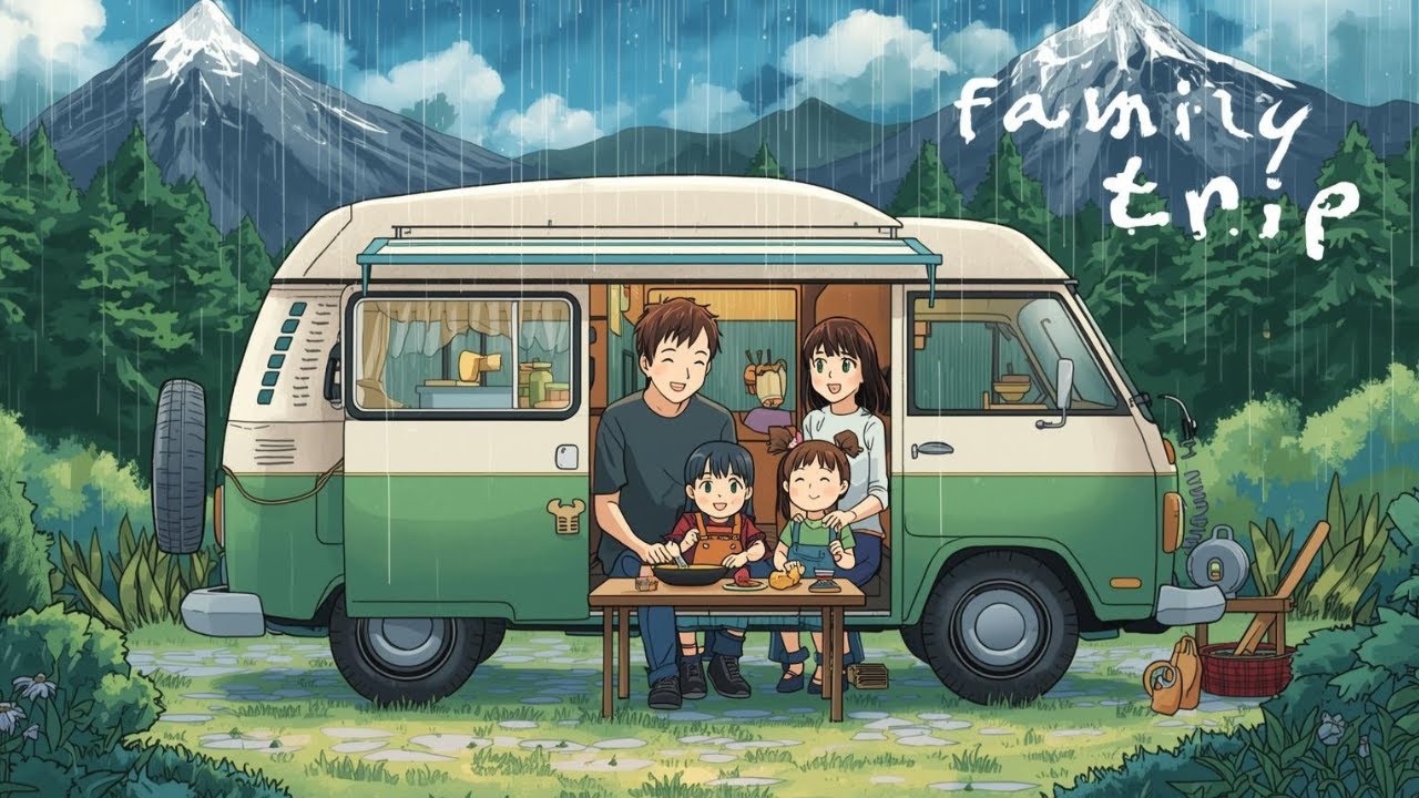 Family Trip in the Rain  | Cozy Anime Travel | Relaxing Cozy Life