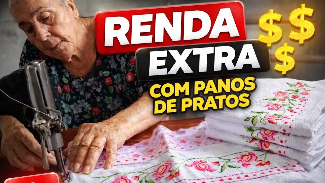 Panos de pratos com bordado inglês, renda extra