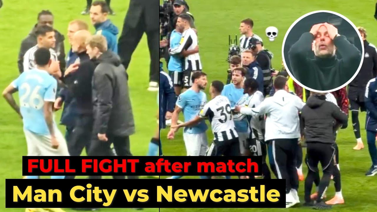 Pep Guardiola vs Cameraman and FULL FIGHT between Man City and Newcastle players
