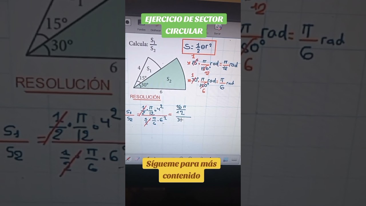 Aquí les muestro un ejercicio de sector circular. Suscríbete para más. 