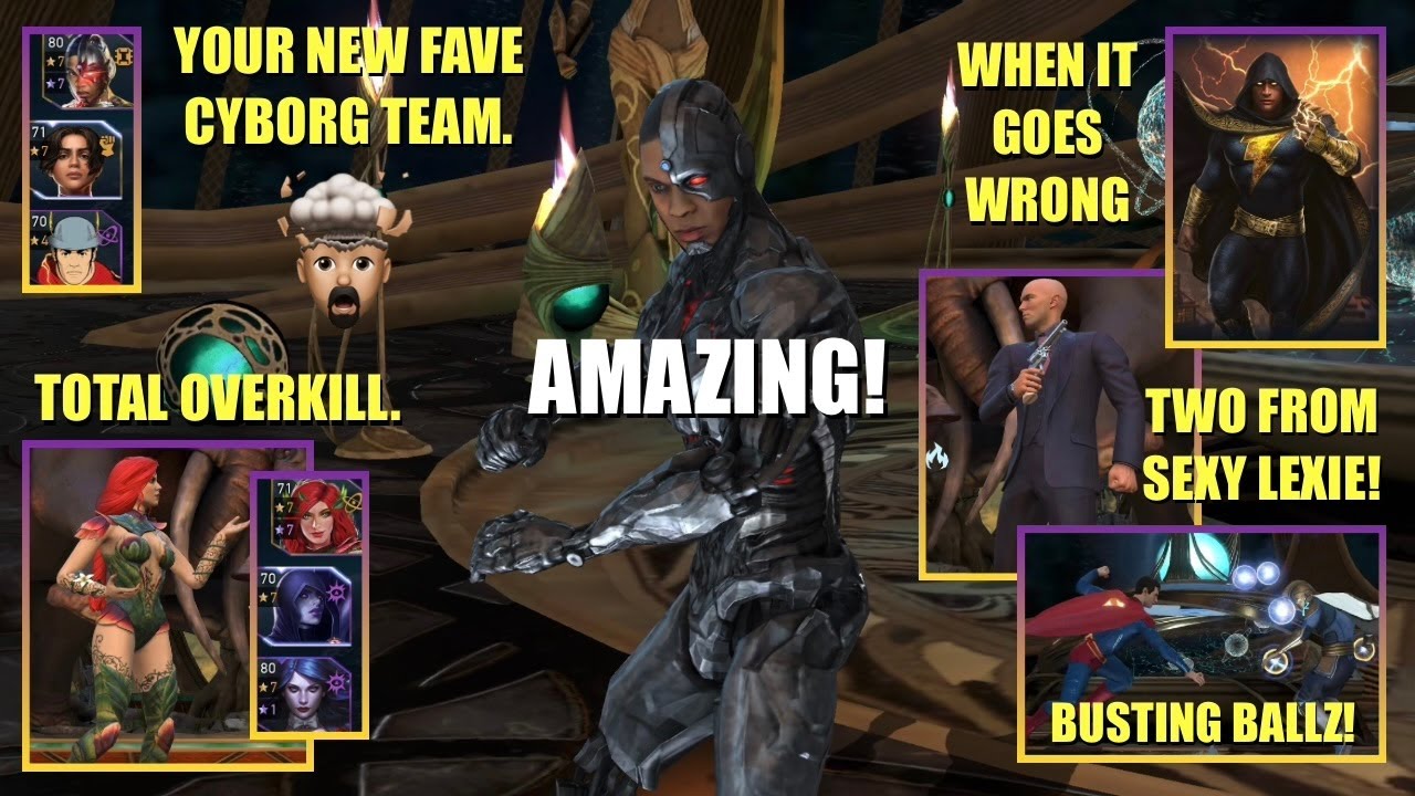 Crazy NEW Justice League Cyborg team, struggles vs BOSS ROKBA, DCULLx2, more ! Injustice 2 Mobile