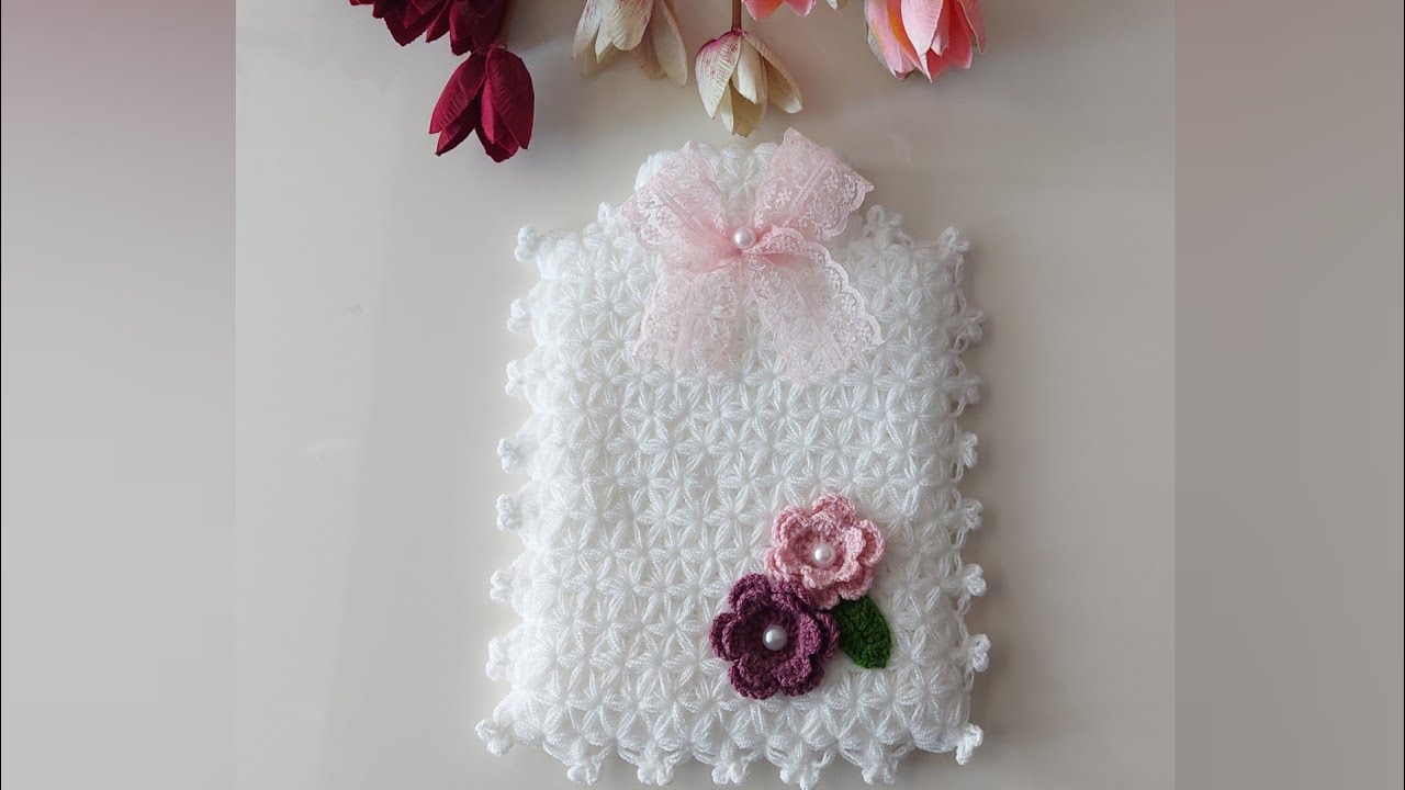 ÇİÇEKLİ TAKIM KESE LİF YAPIMI  how to make knitting - liförnekleri