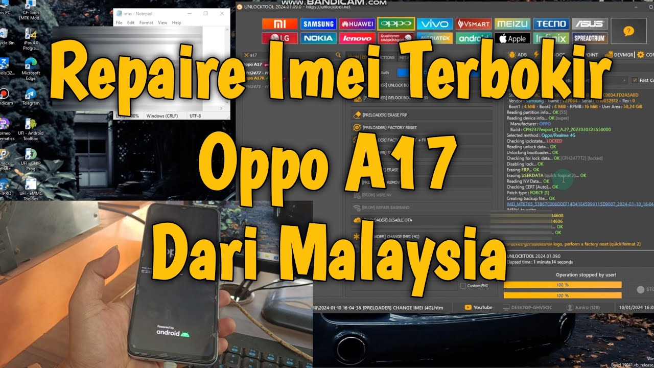 REPAIRE IMEI OPPO A17 CPH2477  Via Unlocktool