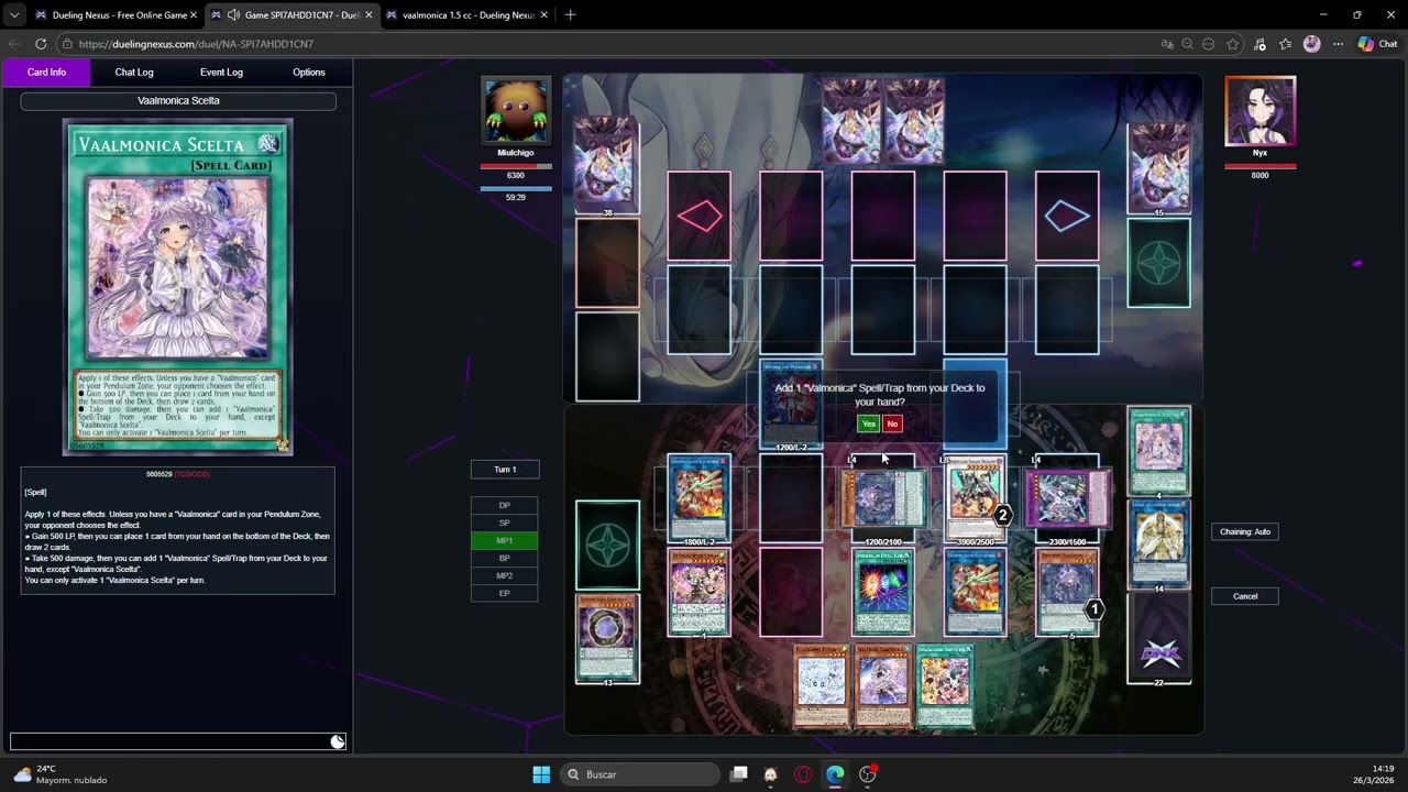Vaalmonica 1.5 card combo for 7 distruptions and pendulum summoning 3 times in one turn