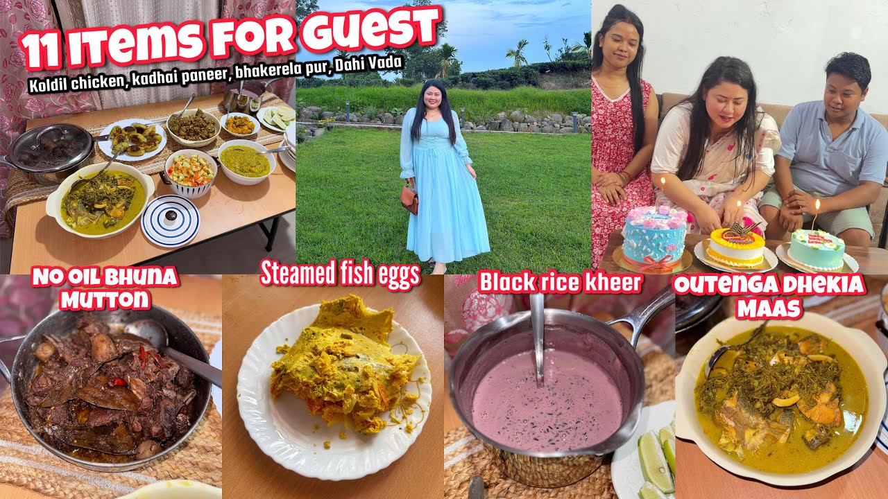 Birthday guest menu 11 bidh😋unique Mutton Bhuna, Pitang oying, Black rice kheer, Outenga dhekia maas